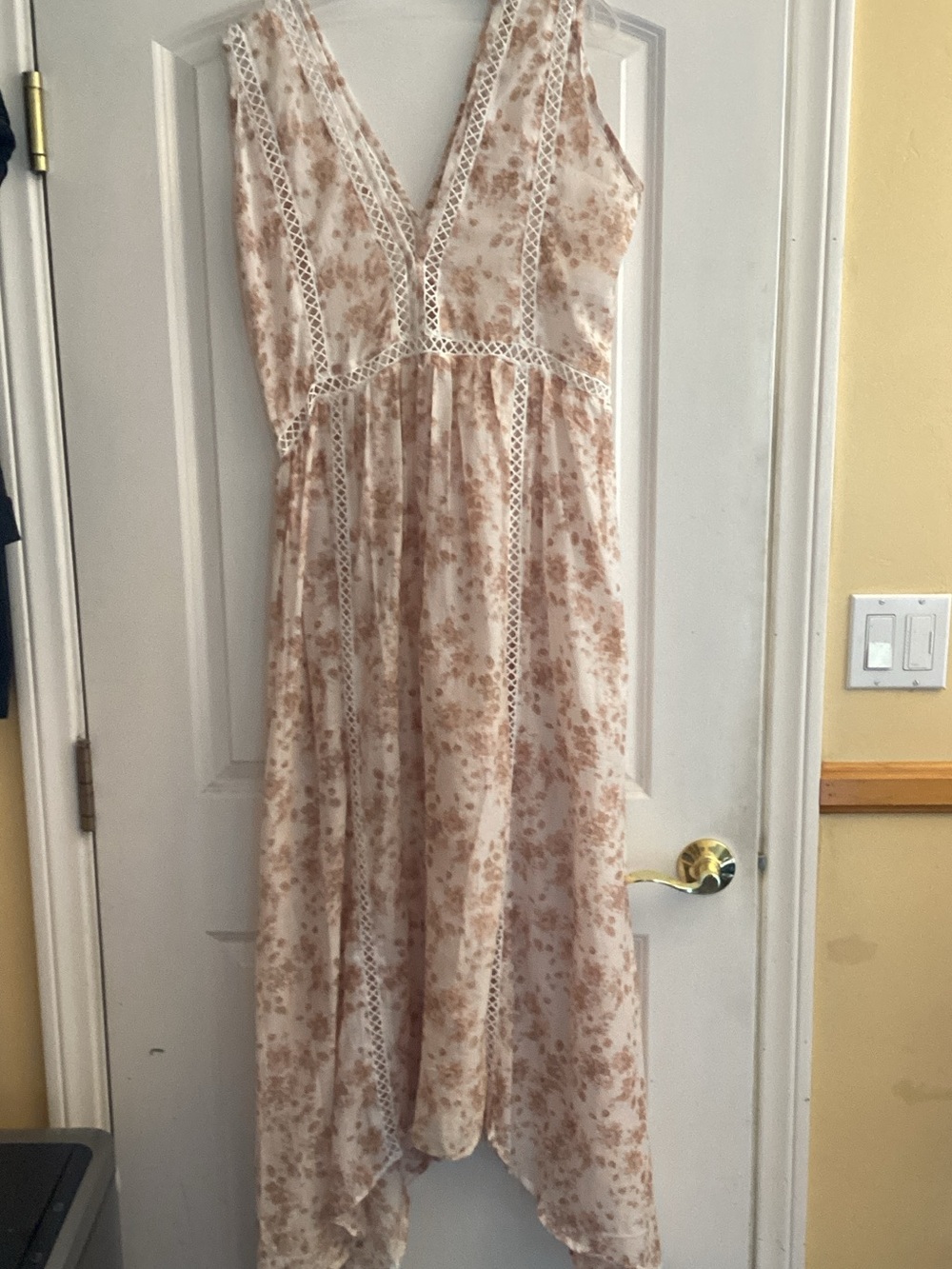 Salt and Grace by Tiare Hawaii Ladder Lace-Trim V-Neck Maxi Dress Size M/L